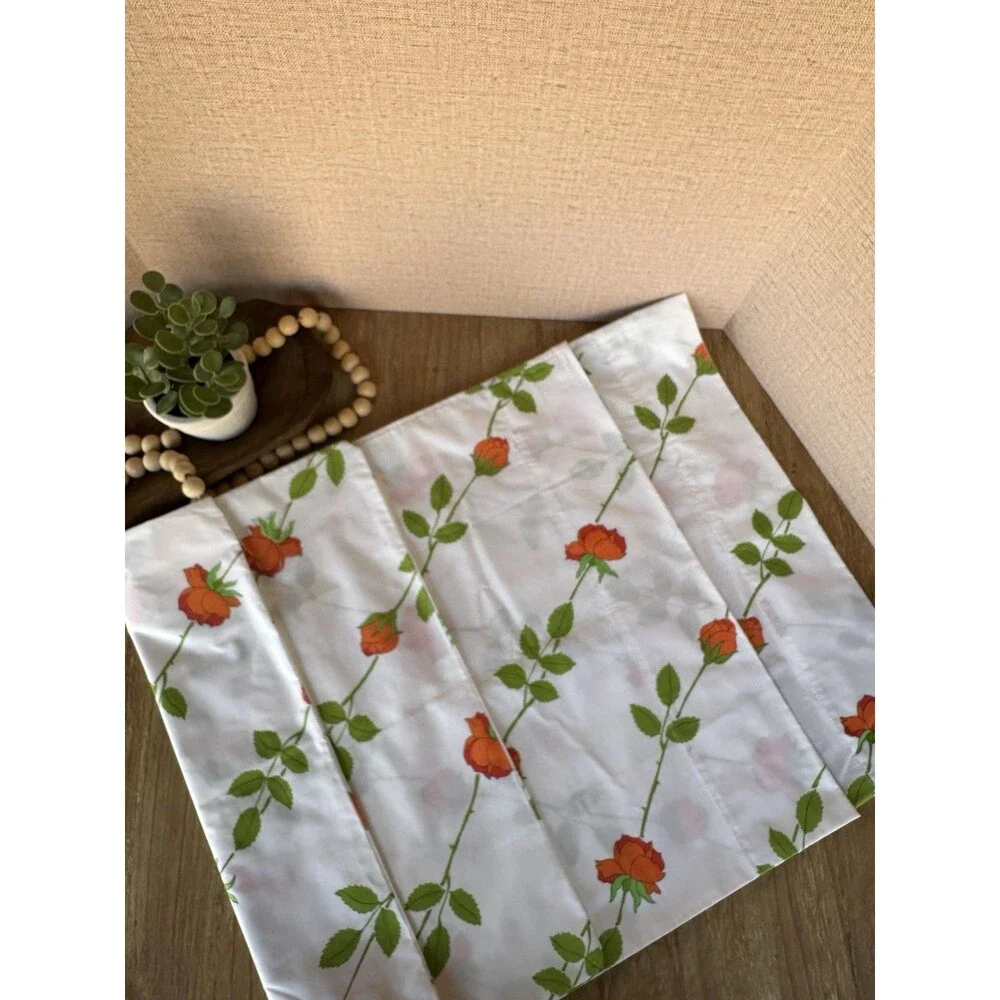 Vtg 1970s Christian Dior Wamsutta The Dior Rose Twin Fitted Sheet 2 Pillowcases